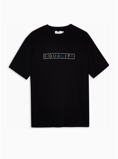 Topman Mens Black Rainbow Panel Equality T-shirt