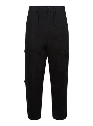 Topman Mens Aaa Black Cropped Military Style Pants