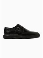 Topman Mens Black Leather Milo Monk Shoes