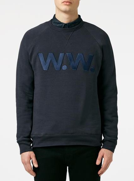 Topman Mens Blue Wood Wood Navy Hester Sweatshirt