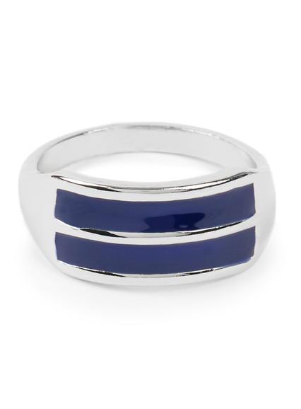 Topman Mens Blue Silver Look Enamel Band Ring*