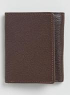 Topman Mens Brown Leather Textured Trifold Wallet