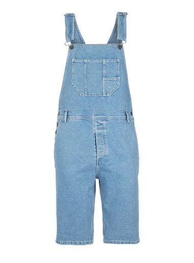 Topman Mens Blue Mid Wash Denim Dungaree Shorts