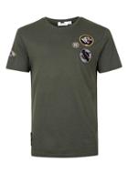 Topman Mens Green Badged Slim Fit T-shirt