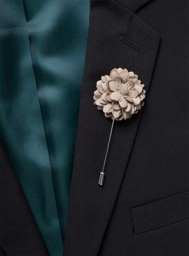 Topman Mens Cream Nude Fabric Flower Lapel Pin*