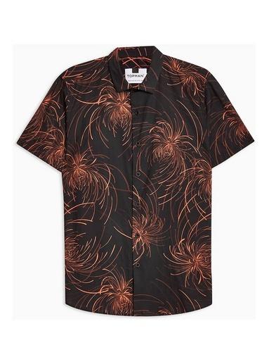 Topman Mens Black Floral Stretch Skinny Shirt