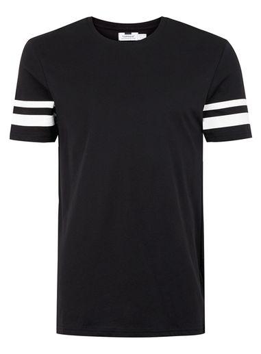 Topman Mens Black Striped T-shirt