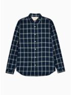 Selected Homme Mens Blue Selected Homme Red And Navy Check Organic Cotton Slim Shirt