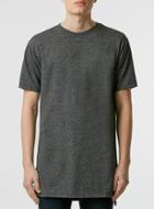 Topman Mens Black Grey Salt And Pepper Longline T-shirt