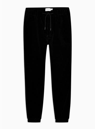 Topman Mens Black Corduroy Cuffed Joggers