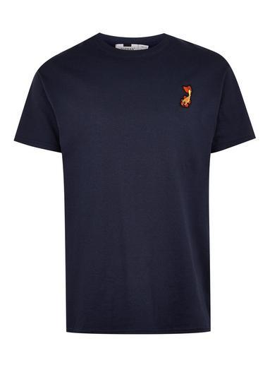 Topman Mens Navy Carp Embroidered T-shirt