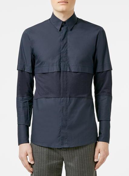 Topman Mens Blue Rogues Of London Navy Stripe Shirt
