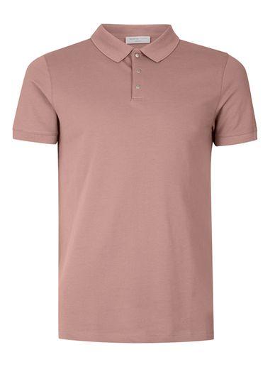Topman Mens Selected Homme Pink Popper Polo T-shirt