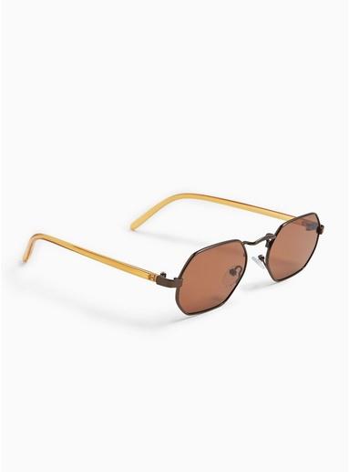 Topman Mens Multi Brown Hexagon Sunglasses*