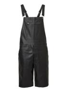 Topman Mens Aaa Black Faux Leather Short Dungarees