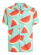 Topman Mens Blue Teal Watermelon Short Sleeve Shirt
