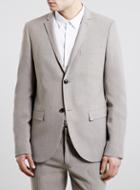 Topman Mens Red Burgundy And Grey Puppytooth Lightweight Skinny Suit Jacket
