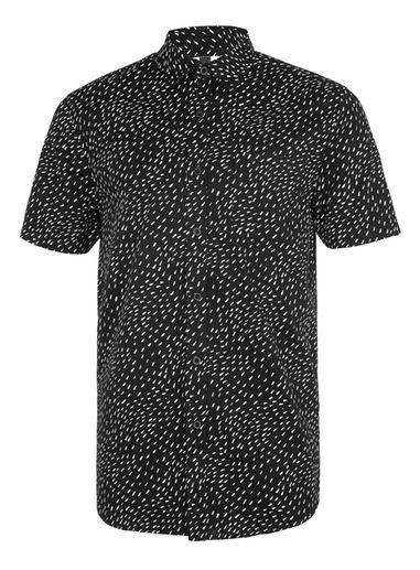 Topman Mens Black And White Short Sleeve Casual Shirt