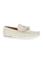 Topman Mens Cream Off White Leather Fringed Loafers