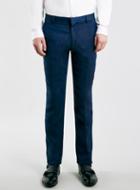 Topman Mens Blue Textured Skinny Fit Suit Pants