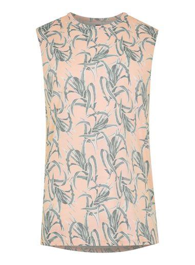 Topman Mens Orange Peach Floral Print Tank Top