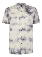 Topman Mens Blue And White Marble Effect Short Sleeve Casual Shirt