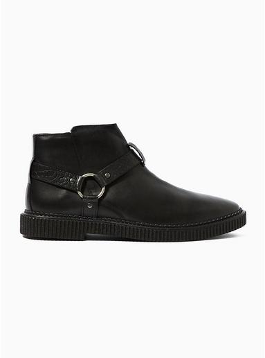 Topman Mens Black Leather Milo Harness Chelsea Boots
