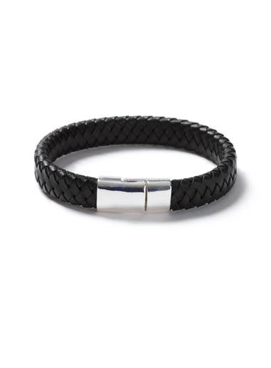Topman Mens Black Faux Leather Plait Bracelet*