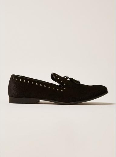 Topman Mens Black Paisley Print Stud Prince Loafers