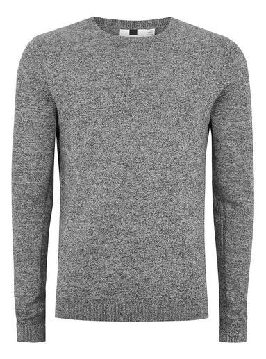 Topman Mens Grey. Gray Black And White Twist Side Ribbed Sweater