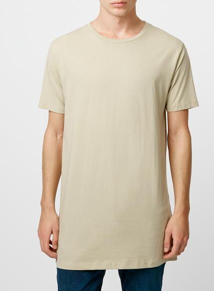 Topman Mens Brown Stone Long Line T-shirt