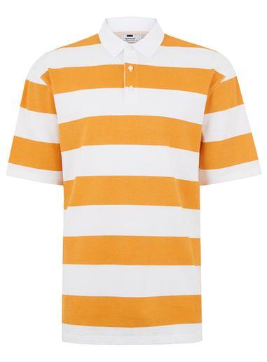 Topman Mens Yellow Stripe Polo