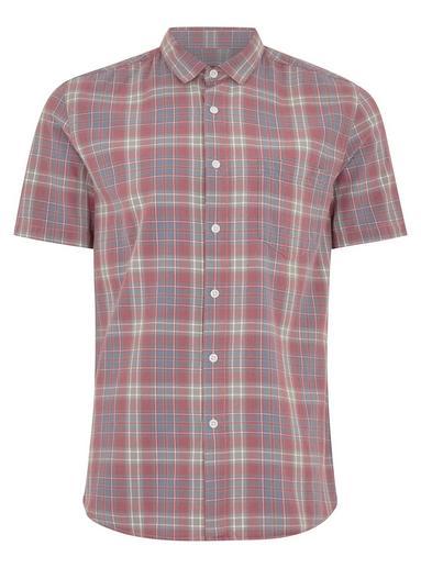 Topman Mens Pink Moonwash Check Short Sleeve Shirt