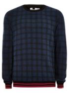 Topman Mens Blue Lightweight Check Sweater