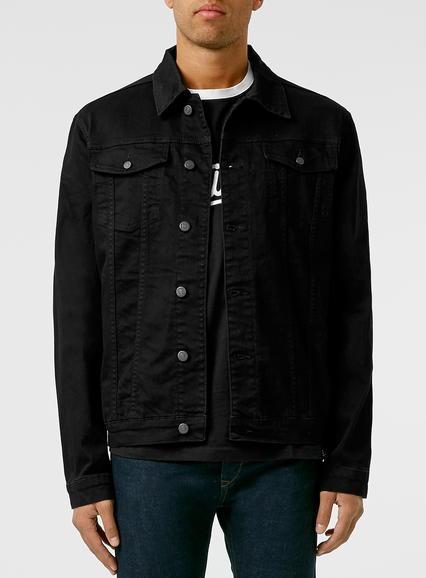 Topman Mens Antioch Jet Black Denim Jacket*
