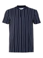 Topman Mens Blue Navy Stripe Baseball Neck T-shirt