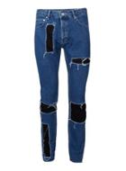 Topman Mens Aaa Mid Wash Blue Patched Skinny Jeans