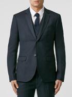Topman Mens Blue Navy Wool Blend Birdseye Weave Skinny Fit Suit Jacket