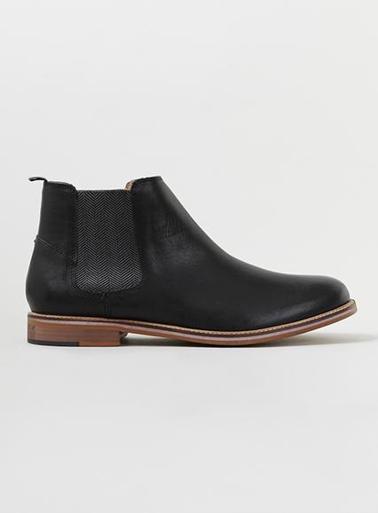 Topman Mens Ben Sherman Black Leather Chelsea Boots