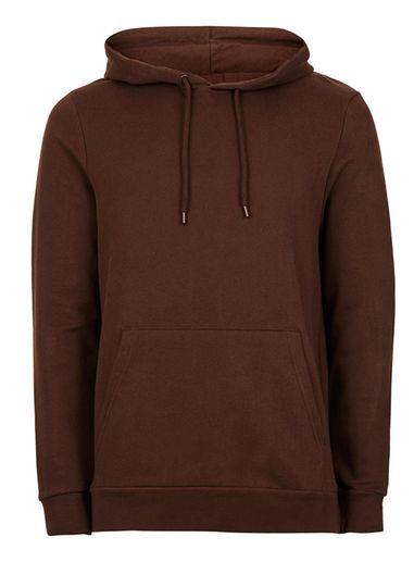 Topman Mens Brown Brushed Cotton Hoodie