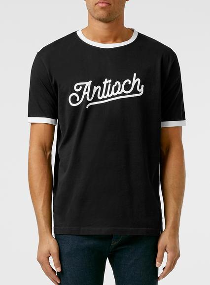 Topman Mens Black Antioch Script Logo Ringer T Shirt*