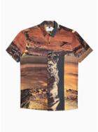 Topman Mens Brown Desert Mountains Slim Shirt