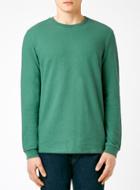 Topman Mens Green Textured Slim Fit Long Sleeve T-shirt