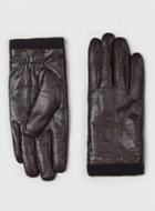 Topman Mens Dark Brown Leather Touch Screen Gloves