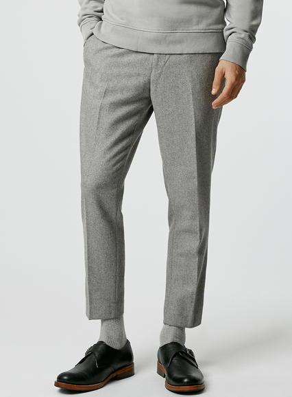 Topman Mens Light Grey Wool Rich Skinny Cropped Pants