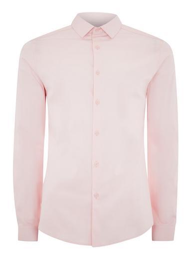 Topman Mens Pink Muscle Fit Smart Long Sleeve Shirt