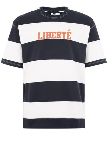 Topman Mens Stone White And Navy Striped 'liberty' Sweatshirt