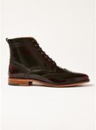 Topman Mens Red Burgundy Leather Hale Brogue Boots
