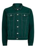 Topman Mens Green Contrast Stitch Denim Jacket
