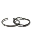 Topman Mens Silver Mixed Metal Cuff And Beaded Stretch Bracelet Pack*